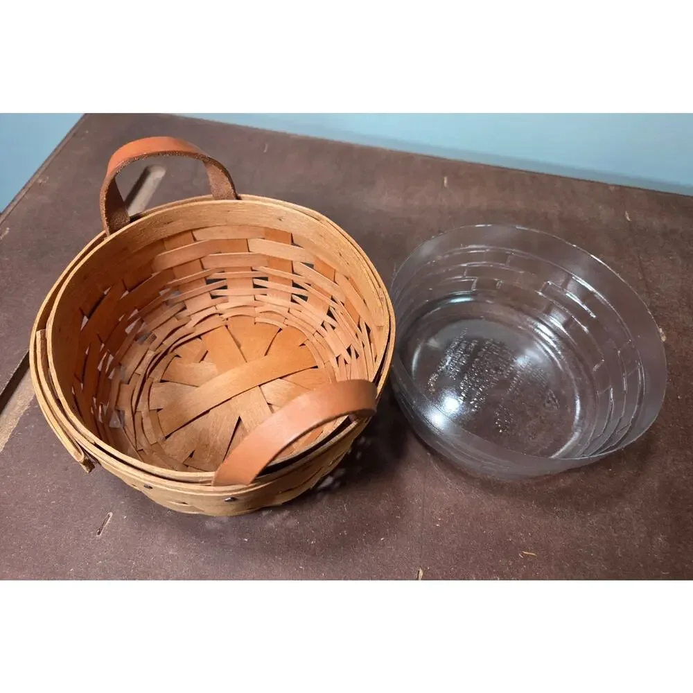 Vintage 1993 Longaberger Handwoven Wood Button Basket 7